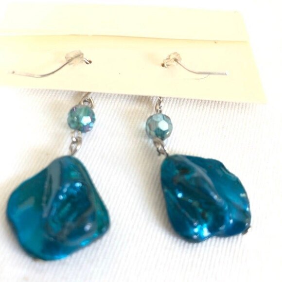 Sonoma Blue Abalone Stone Pierced Dangle Earrings NOC - Picture 5 of 7
